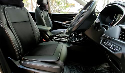 Image of RIGGEAR Cooling Car Seat Cushion /Ventilated Seat Cover with 10 Inbuilt Fans and 3 Speed Control (Premium Breathable Fabric + Leatherette | Black | Pack of 1)[for Front Passenger SEAT]