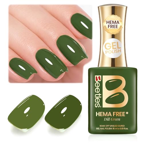 Image of Beetles Green Gel Nail Polish - 15ML /0.51Fl Oz, Hema Free Dill Green Gel Polish, Same Color Same Bottle, Soak Off UV LED Lamp Summer Nails Art, Manicure Salon DIY