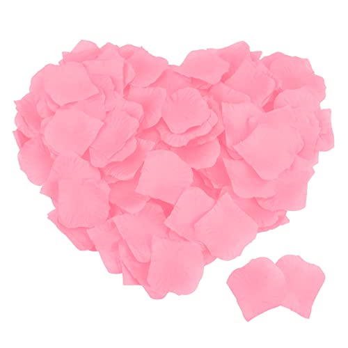 MELGO 500 Pcs Pink Rose Petals for Bedroom, Valentines Petals, Artificial Rose Flowers, Emulation Silk Rose Petals for Wedding Anniversary, Valentines Decorations (500, Pink)