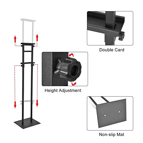 Image of Poster Stand for Display Pedestal Sign Stand,Adjustable Floor Standing Sign Holder,Heavy Duty Banner Stand with Base Height Up to 75 inch Double-Sided for Board & Foam Sign (Double-Pole Poster Stand,2Pack)