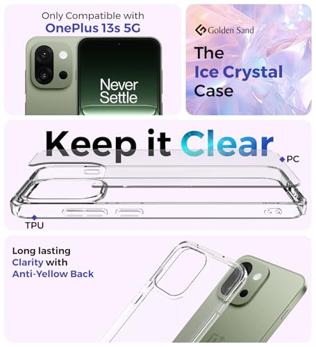 Image of Golden Sand Hybrid Back Cover Case Compatible with OnePlus 13s [Ice Crystal] OnePlus 13s 5G Case with Military Grade Drop Protection (TPU+PC | Crystal Clear)