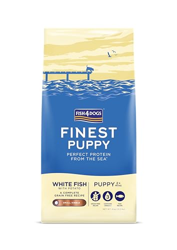 Fish4Dogs Finest White Fish and Potato Puppy Food | Natural Hypoallergenic Puppy Food | Great for Sensitive Puppies | Rich in Omega 3 6 and 9 (Small Kibble - 6kg)