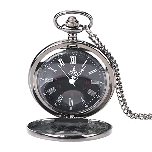 Men Pocket Watch with Chain, Hand Winding Vintage Pocket Watch, Classical Quartz Analog Alloy Pocket Watch Necklace Pendant, Pocket Watches for Men