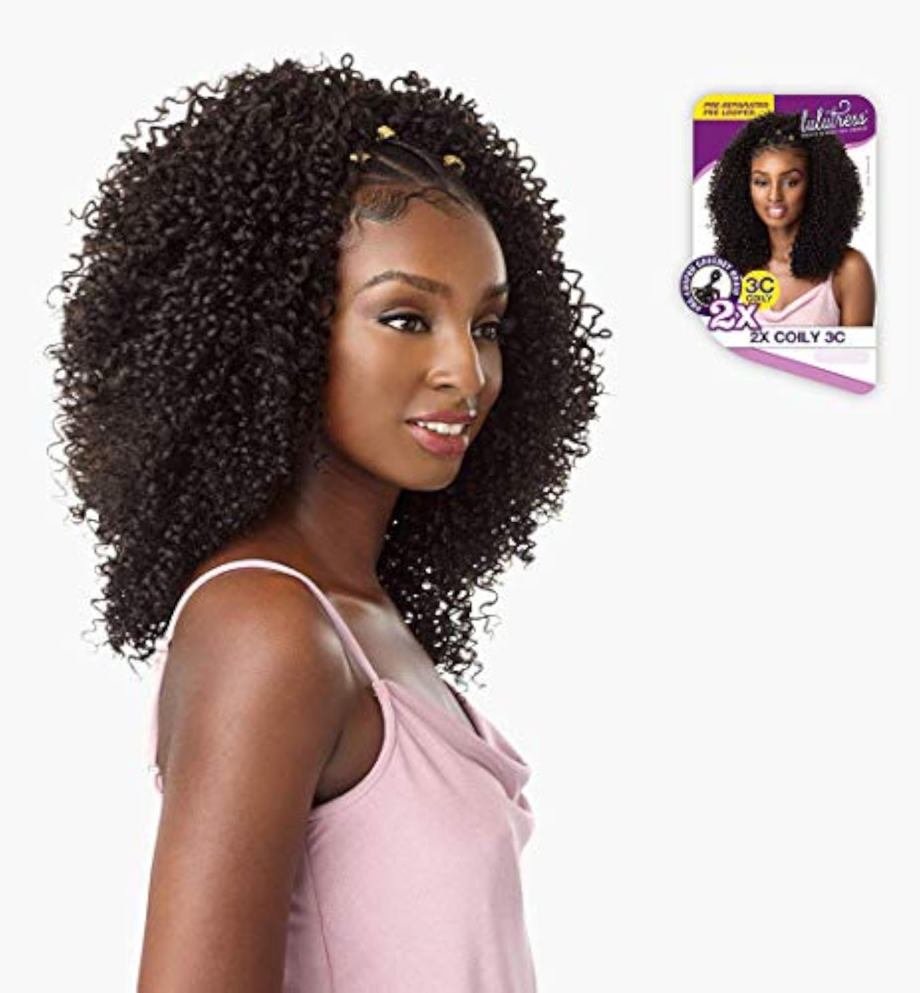 lulutress Pre-looped Crochet Braids, 2x Coily 3C
