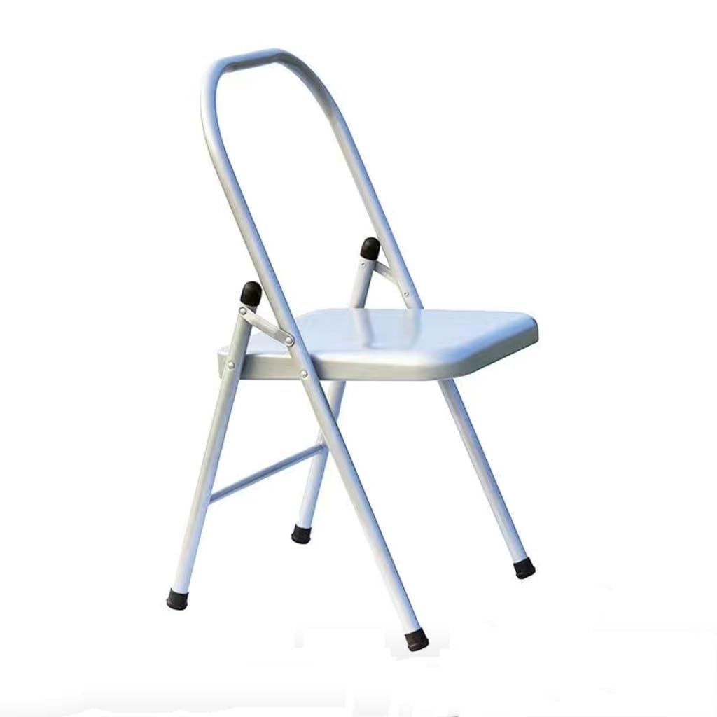 Pieghevole Sedia Equilibrata da Yoga,Poltrona Ausiliaria Multifunzione Iyengar Yoga,Pilates Sedia,Pieghevole ausiliaria Yoga,Strumento di Allenamento per Forza,Silver white-82cm×43cm