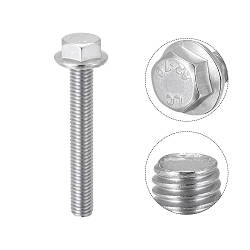 Image of uxcell M8x55mm Hex Serrated Flange Bolts Screws Metric Thread 304 Stainless Steel 5pcs
