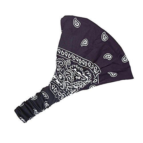 Motique Accessories Navy Wide and Stretchy Jersey Cotton Bikers Bandana Wide Fitness Yoga Headwrap
