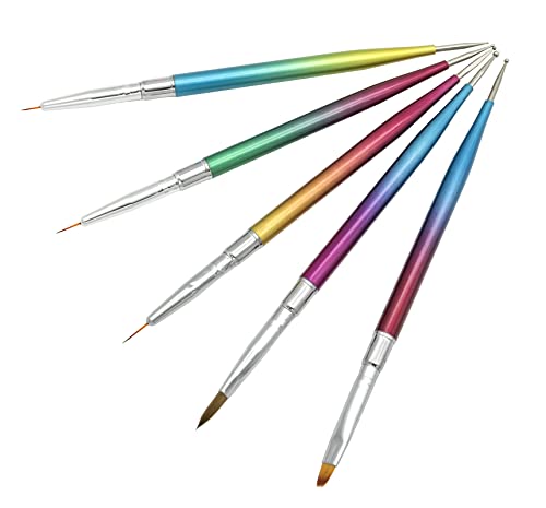 Nagel Pinsel für Nail Art Nailart Dotting Tool Set 5 Stücke, Doppelkopf Dünn Nägel Pinselset Profi Nageldesign Stift…