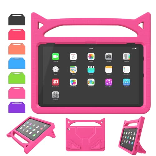 Fire HD 10 Tablet Case for Kids Amazon Fire Tablet 10 Case(13th/11th Generation 2023/2021 Release) SHREBORN Lightweight Shockproof Covers with Handle Stand Also for 10in Sony Nokia Pink