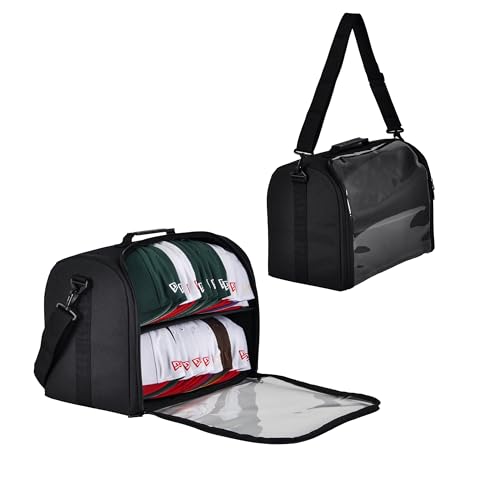 Remobia Hicol Baseball Hat Organizer Bag for 20-24 Caps, Large Cap Storage Case, Stackable Hat Travel Bag, Portable Hat Carrier for Home & On-the-Go (Black)