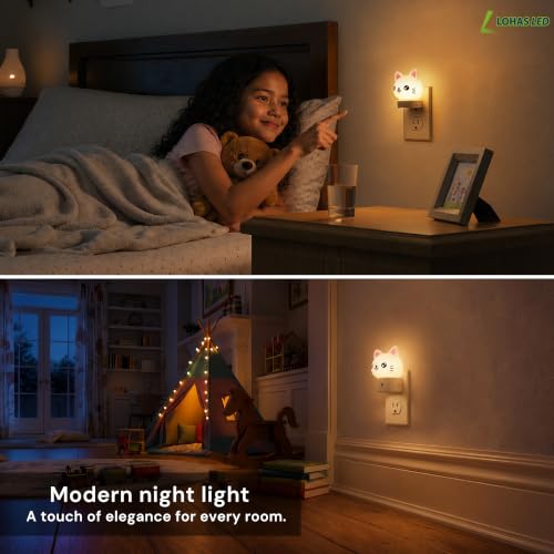 Image of L LOHAS LED Plug in Night Light for Kids, 3D Cute Cat Night Lights