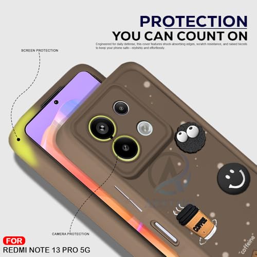 Image of AESTMO Back Case Cover for Redmi Note 13 Pro 5G Cover | Cute Fun Cartoon 3D Ball | Coffee Silicone Case | Full Body Protection | Camera Protection Back Cover for Redmi Note 13 Pro 5G (Brown)