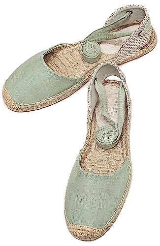Image of Women's Espadrille FLat Sandals Closed Toe Ankle Wrap,Classic Lace Up Summer Dressy Flat Shoes
