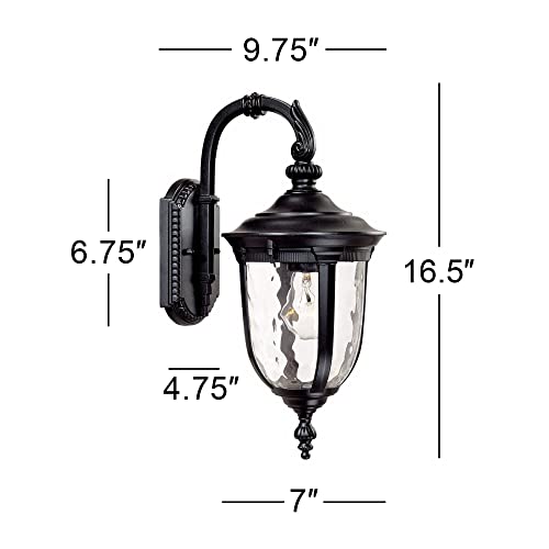 John-Timberland-Bellagio-European-Outdoor-Wall-Light-Fixture-Black-Aluminum-Metal-165-Clear-Hammered-Glass-Decor-for-Exterior-House-Porch-Patio-Outside-Deck-Garage-Yard-Front-Door-Garden-Home John Timberland Bellagio European Outdoor Wall Light Fixture Black Aluminum Metal 165 Clear Hammered Glass Decor for Exterior House Porch Patio Outside Deck Garage Yard Front Door Garden Home