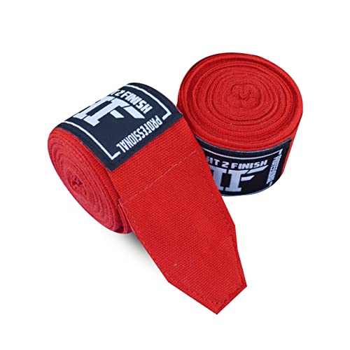 Fight 2 Finish 180 Inch Professional Wrist Wraps Included Elastic Stretchy Handwraps For Boxing Kickboxing Muay Thai Mma Martial Arts Taekwondo (Red) #TOP24