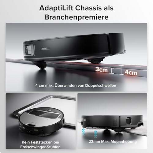 roborock Saros Z70 Saugroboter mit Wischfunktion, OmniGrip Arm, KI-gestützt, 22.000 Pa Saugkraft, 7.98 cm Ultra Slim, FlexiArm Riser, AdaptiLift Chassis, Heißwasser Mopp Waschen & Trocknen(Silber) 5