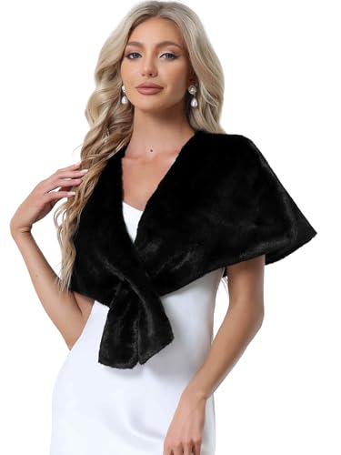 Allegra K Faux Fur Shawl Shrug for Women's Bridal Stoles Evening Party Winter Wedding Wrap