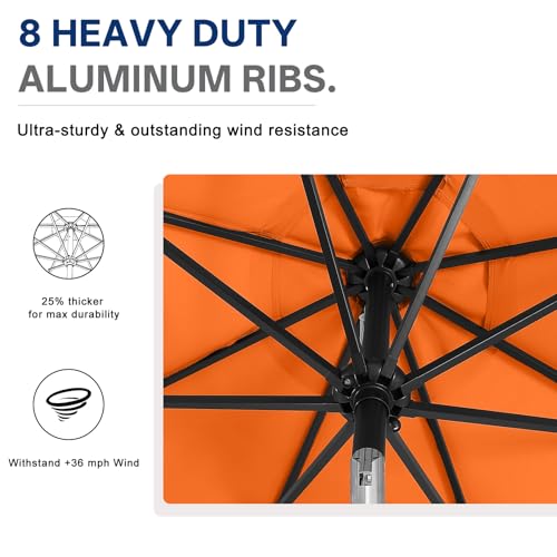 Image of ABCCANOPY Durable Solar Led Patio Umbrellas with 32LED Lights 9FT (Orange)