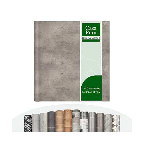 casa pura Vinylboden Meterware Fairplay - Holzoptik Fliesenoptik Steinoptik - PVC Bodenbelag - Vinyl Designbelag für Küche, Bad & Wohnbereich (Fairplay Beton, 200x250cm)