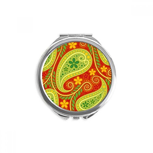 Miroir de maquillage de poche compact tissu imprimé feuille coloré pour sac