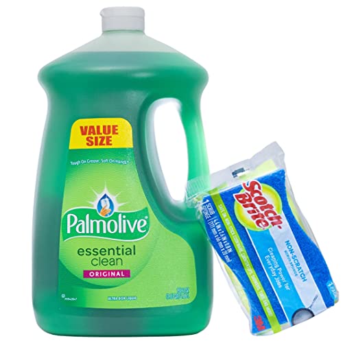 Palmolive Dish Washing Liquid, Dish Detergent Bundled With Scotch Brite Non Scratch Sponge 90Z Original #TOP27
