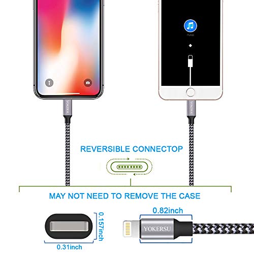 iPhone Charger YOKERSU Nylon Braided Lightning Cable Fast Charging 2Pack 6FT Data Sync Transfer Cord with Port Plug Wall Charger(ETL Listed)Compatible with iPhone XS Max/XS/XR/X/8/7/6S/6/Plus/SE/iPad