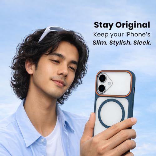 Image of AIBEX Magnetic Compatible Shockproof Case for iPhone 17 - Slim Protective Back Cover with Camera Lens Protection, Strong Magnetic Support, Anti-Slip Grip, Military Grade Drop Protection (Blue)