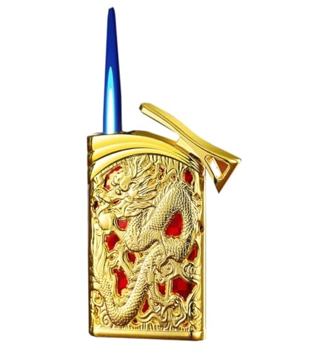 Encendedor de antorcha de butano de Metal, Encendedor de Llama Tipo soplete a Prueba de Viento, Encendedor de butano Recargable, Encendedor portátil, Regalo for Hombres