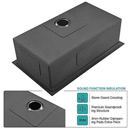 27 Undermount Kitchen Sink Black - Ianomla 27X19 Inch Matte Black Stainless Steel Undermount Workstation Sink 16 Gauge R10 Corner Gunmetal Black Single Bowl Undermount Kitchen Sink #TOP6