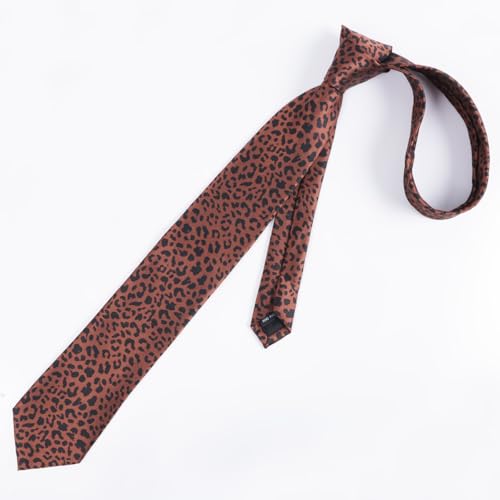 Image of Alizeal Men's Leopard Print Tie Set 3.15'' Necktie with Pocket Square Gift Box for Wedding and Fashion Occasions