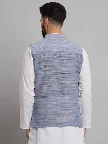 Image of LATEST CHIKAN Men's Traditional Cotton Solid Nehru Jacket /Waistcoat