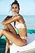 Cupshe Fashion Women's Stripe Top Floral Printing Bottom Halter Padding Two Piece Swimsuits Beach Bathing Suit , Orange, L(US 12-14)