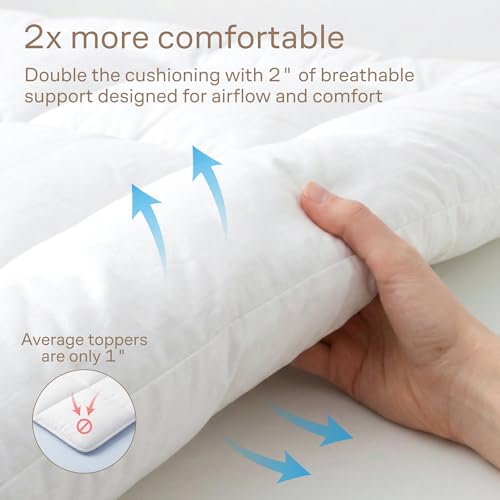 Image of Niagara Sleep Solution Polyester Mattress Pad Topper Twin 39x75 Inches Quilted Plush Down Alternative Pillow Top Fitted Skirt Protector Reviver Enhancer Deep Pocket Fits 8-20 , 21 Inch White Bed Cover