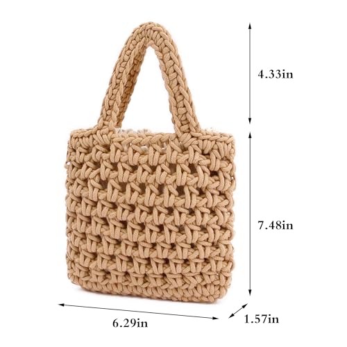 Image of Naimo Straw Beach Bag Woven Rattan Shoulder Bag Fishing Net Handbag Cotton Rope Tote Summer Crochet Hobo Bag