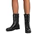 DREAM PAIRS Women's Combat Boots, Mid Calf Built-in Wallet Pocket Lace up Military Ankle Booties,Size 8.5,Classic Black,TERRAN