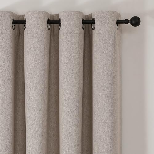 Image of Joydeco 100% Blackout Curtains 84 Inch Length 2 Panels Set, Thermal Insulated Long Curtains& Drapes 2 Burg, Room Darkening Drapes for Bedroom Living Room Window (Linen, W52 x L84 Inch)
