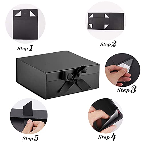 Boite cadeau, Bowknot Boite Cadeau Boite Cadeau Magnétique Boîte Cadeau Avec Couvercle Boîte de Cadeau Rectangulaire Boîte Décorative, Pour Anniversaire Emballage Cadeau (Noir) - Image 5