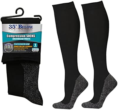 35° BELOW Compression Knee High Socks, Men/Women 1 or 2 Pairs, Best Support- Circulation, Swelling, Travel, Running, Athletic
