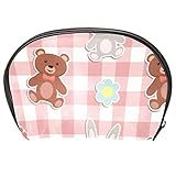 Inhalt: fünf Fächer TIZORAX Kosmetiktasche Bär Kaninchen Trojaner Puppen Reise Handy Organizer Tasche Make-up-Tasche Geldbörse für Frauen Mädchen
