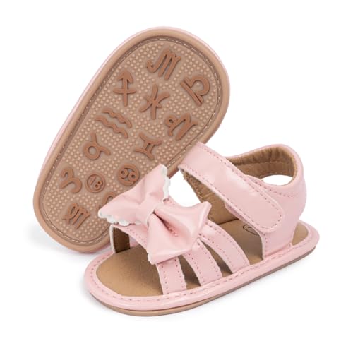 Image of Babelvit Infant Baby Girl Boy Sandals Comfort Premium Summer Outdoor Casual Beach Shoes with Flower Bowknot Anti Slip Rubber Sole Newborn Toddler Prewalker First Walking Shoes