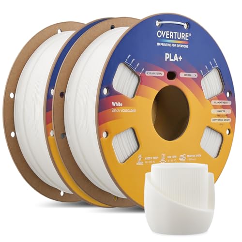 OVERTURE 2KG Bundle High Speed PLA+ 2.0 3D Printer Filament 1.75mm, White*2