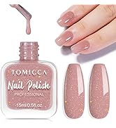 TOMICCA Vernis à ongles rose pailleté, 15 ml, brillant, séchage rapide, longue durée, amovible, rose