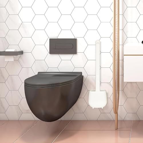 WELL HOME MOBILIARIO & DECORACIÓN Escobilla y Portaescobillas de Inodoro, Cepillo y Soporte para WC, Silicona, TPR y Caucho termpoplástico, Blanco - imagen 10