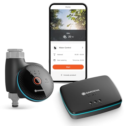 GARDENA smart water control set Water Control; smart: Data-Driven Irrigation, Smart Home Integration, Smart Watering, Valve Technology, GARDENA Smart Gateway Included (19043-20)