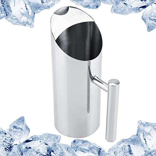 agua acero inoxidable con protector hielo, jarra agua fría con asa, jarra servir pulida con mango integrado para agua té helado, utensilios restaurante, 1 litro, 1,5 litros/2 litros/Maodom