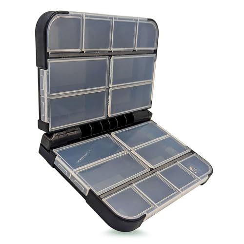 Zite Fishing Pocket-Tacklebox Schwarz | Kleinteile Box 16 Fächer einzeln verschließbar | Angelbox für Snaps, Wirbel & mehr | Sortierbox Terminal Tackle Barsch, Zander, Hecht, Karpfen, Forellen Angeln