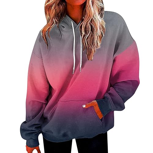 Felpa da donna con cappuccio con coulisse con cappuccio da donna a maniche lunghe, sfumata di colore, giacca sportiva da donna, fitness all'aperto, casual, felpa casual per autunno e inverno, taglia Felpa da donna con cappuccio con coulisse con cappuccio da donna a maniche lunghe, sfumata di colore, giacca sportiva da donna, fitness all'aperto, casual, felpa casual per autunno e inverno, taglia