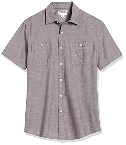 Image of Amazon Essentials Men's Regular-Fit Short-Sleeve Button-Down Chambray Shirt