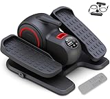 Under Desk Elliptical Machine Ellipse Leg Exerciser for Seniors Adults, Leg Ercise Pro Quiet & Portable Seated Pedal Exerciser with Remote Control & Non-Slip Pad for Home Office Use (Red)