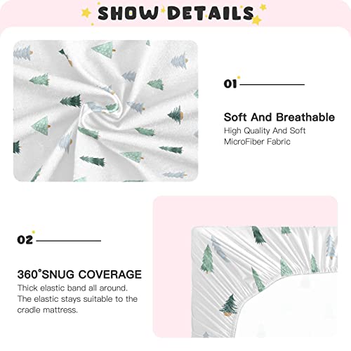 Image of Burbuja Christmas Tree Crib Sheet for Boys Girls, Fitted Crib Sheet 28 x 52 in for Standard Crib & Toddler Bed Mattresses, Soft & Breathable